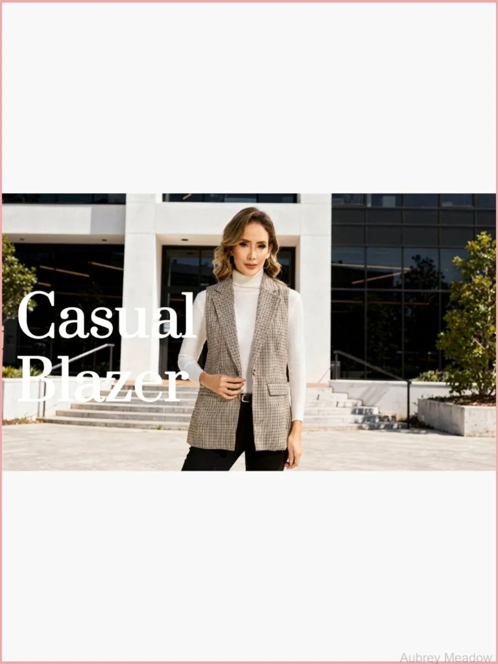 Sleeveless Blazer Vest Jacket Fully Lined Notched Lapel Button Front Long